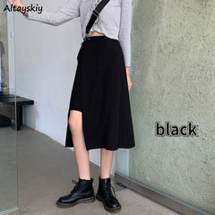 High Waist Skirts Women Summer All-match Street Side-slit