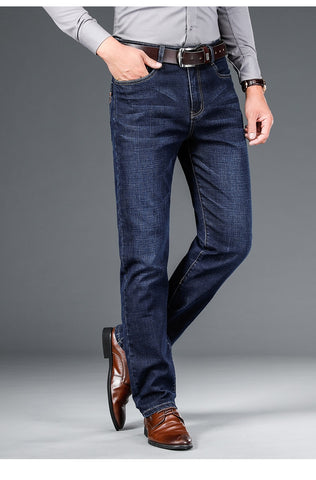 fitted straight stretch denim jeans business casual jeans trousers