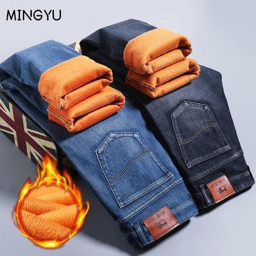 Brand Clothing Jeans Men Business Thicken Denim Trousers