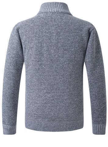 Winter Men Fleece Tide Sweater Coat High Collar Thick Cardigan Knitted
