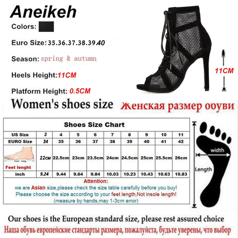Sandals Boots Women High Heels Hollow Out Mesh Lace-Up Cross-tied Boots