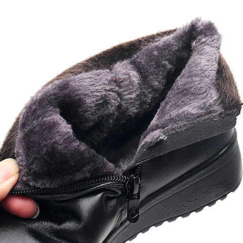 Boots Women Ankle Warm Boots Autumn Plush Wedge Shoes