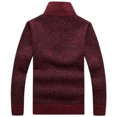 Men Knitted Pullover Long Sleeve Turtleneck Sweaters Half Zip Warm Fleece