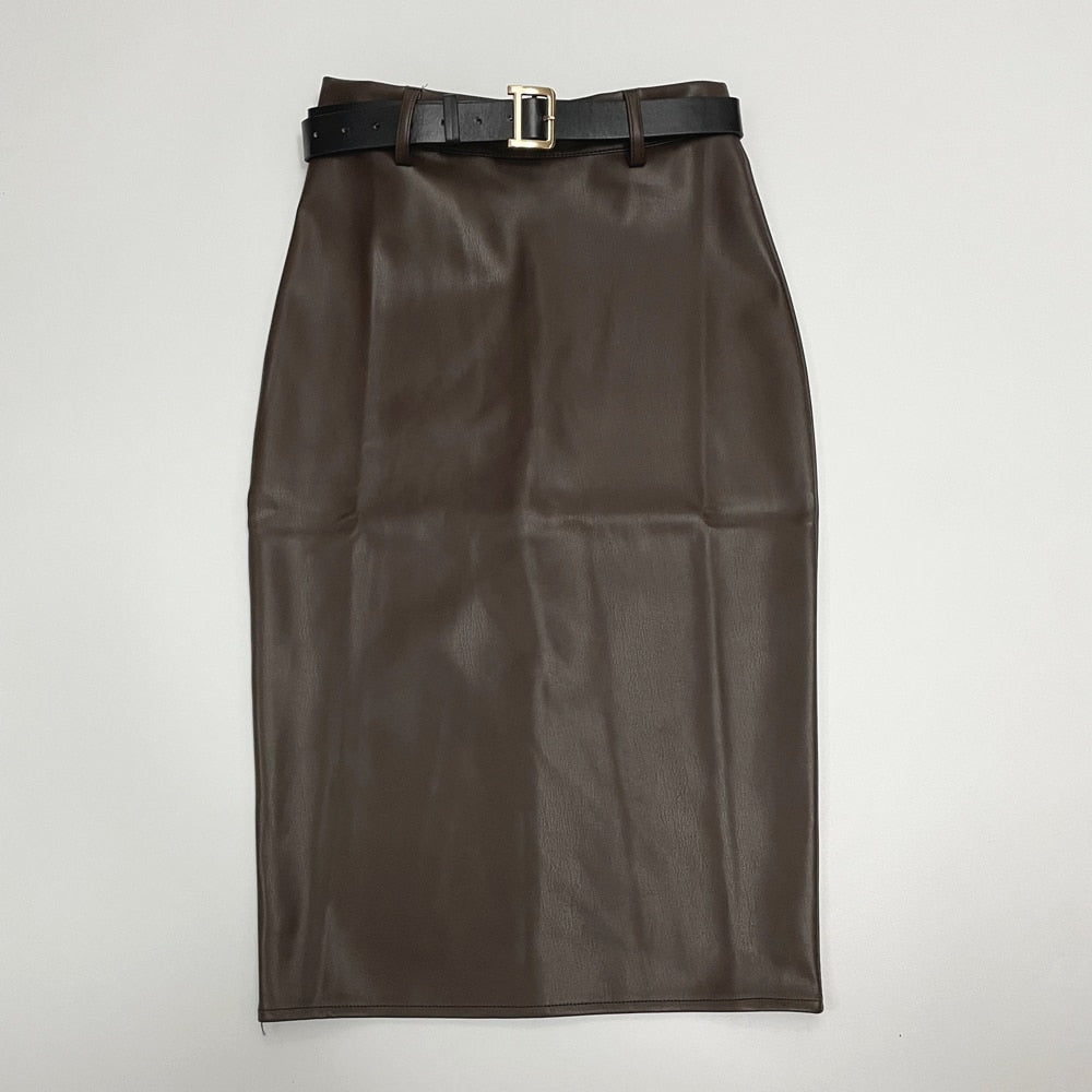 Wrap Midi Skirts with Belted Women High Waist Sheath Pencil Skirts