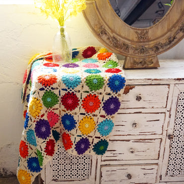 Handmade Crochet colorful Rainbow blanket Crochet Warm blanket