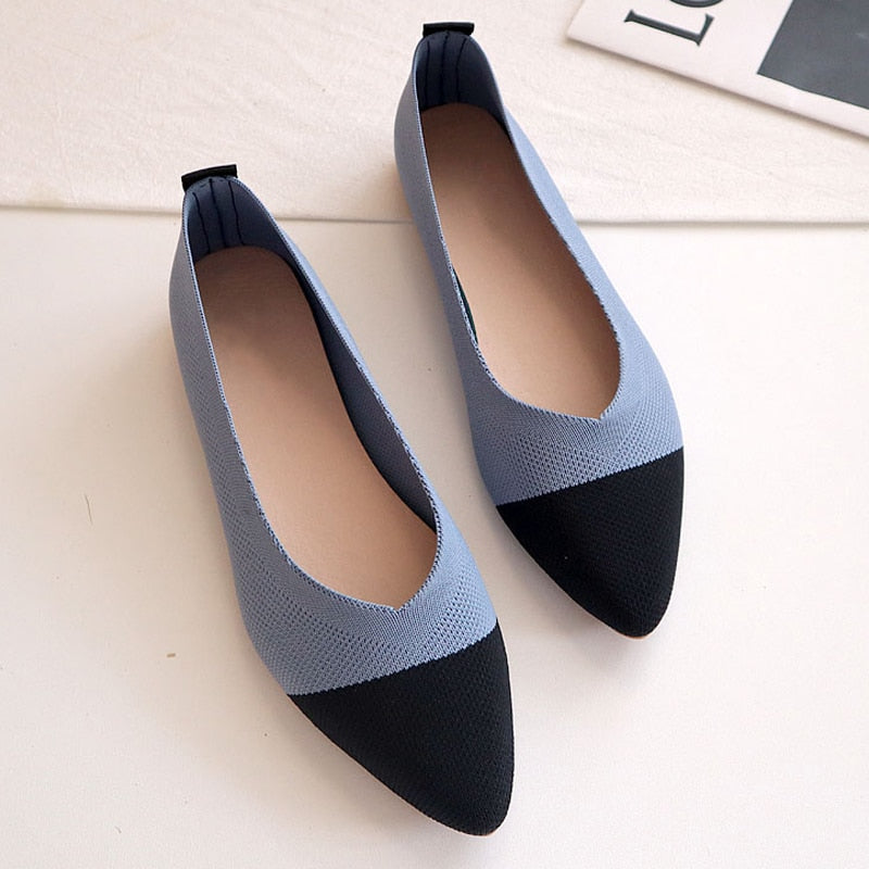 Women Pointed Toe Shallow Flat Shoes Mesh Loafers Soft Bottom Ballet Flats
