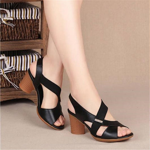 Sandals Women High Heels Thick Toe Non-slip Soft Bottom Shoes Slip-On