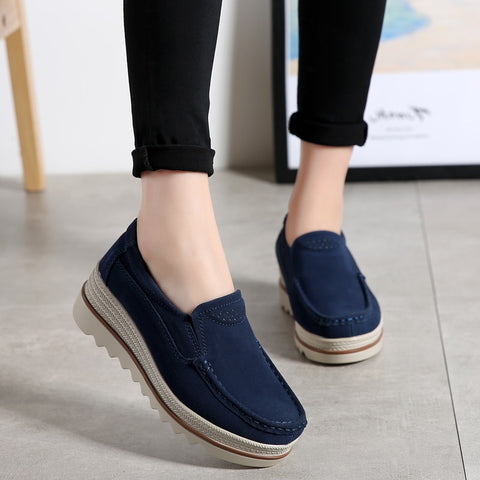 Women Flats Shoes Platform Slip On Flats Sneakers Suede Loafers Shoes
