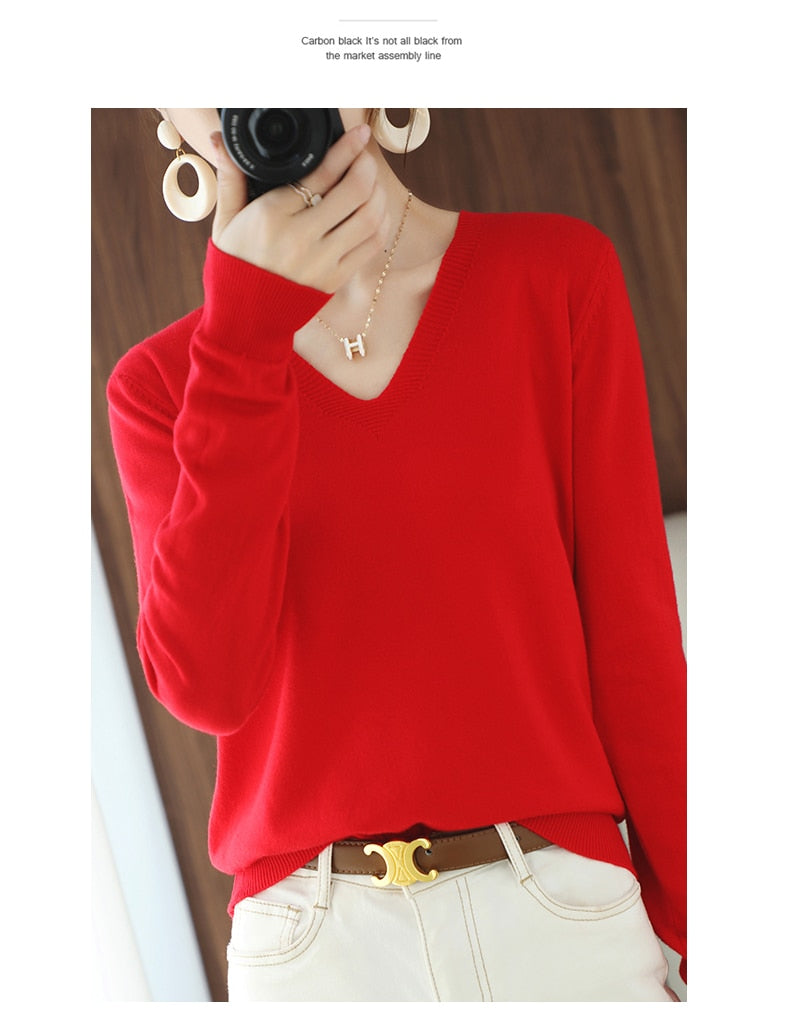 sweater V-neck pullover thin sweater loose version cardigan