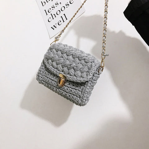 Bag Woven Tote Bag Single Knitting Crossbody Bags Women Small Crochet Shoulder Bags