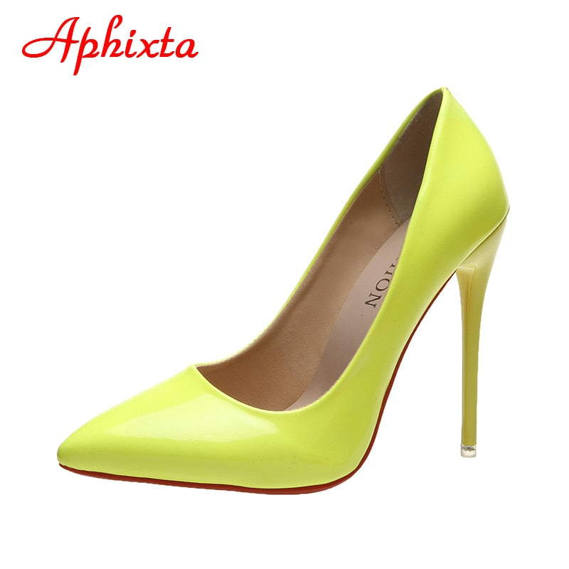 Super High Heels Pumps Women Shoes Pointed Toe Florescence Thin Heel