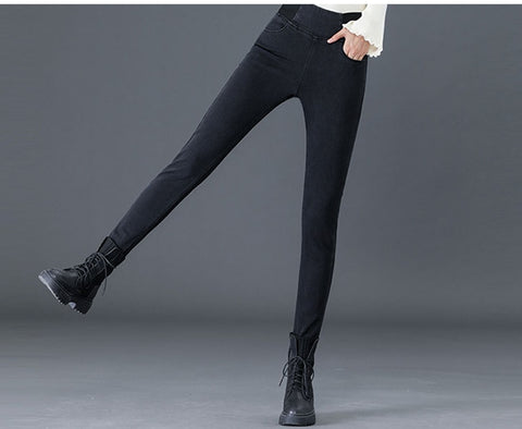 Waist Skinny Jeans Women Slim Stretch Pants Pencil