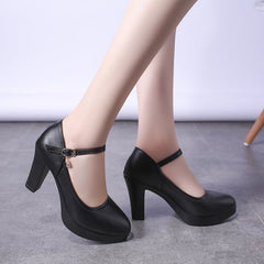 Block Heel Shoes Women Pumps Platform high heels Shoes with ankle strap