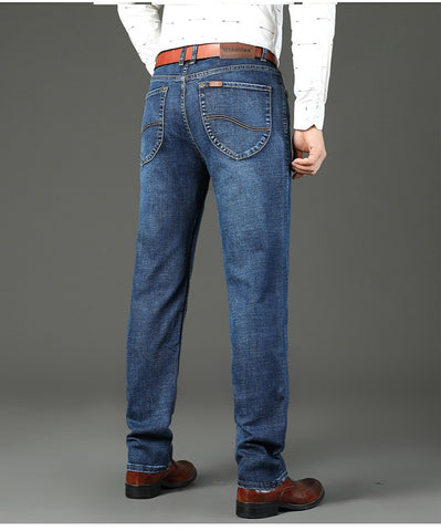 Men Jeans Business Stretch Slim Jeans Classic Trousers Denim Pants