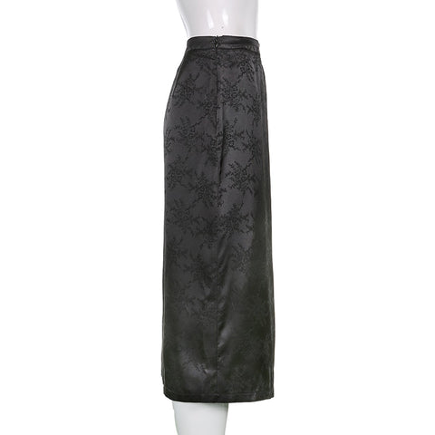Skirt Vintage High Waist Long Skirt Chic Side Split Sexy Women Skirts