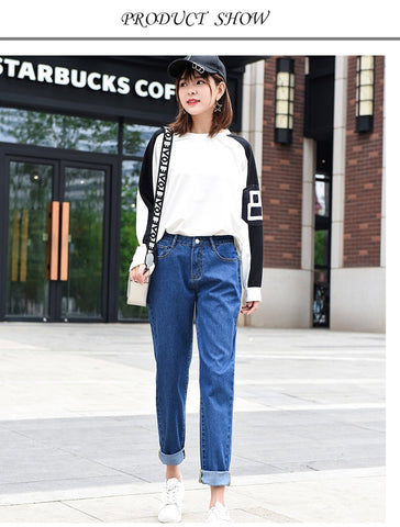 Women Jeans Straight Loose Pants Length Trousers