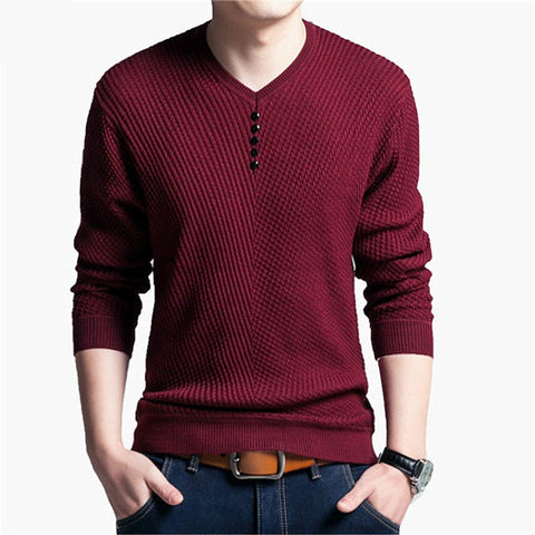 Pullover V Neck Men Sweater Long Sleeve Sweaters Wool Sweaters
