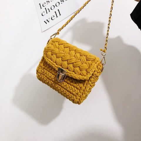 Bag Woven Tote Bag Single Knitting Crossbody Bags Women Small Crochet Shoulder Bags
