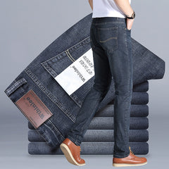 Men Jeans Business Stretch Slim Jeans Classic Trousers Denim Pants