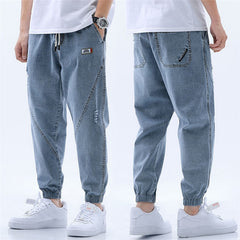 Jeans Men Pants Waist Comfort Loose Trousers Denim Pants