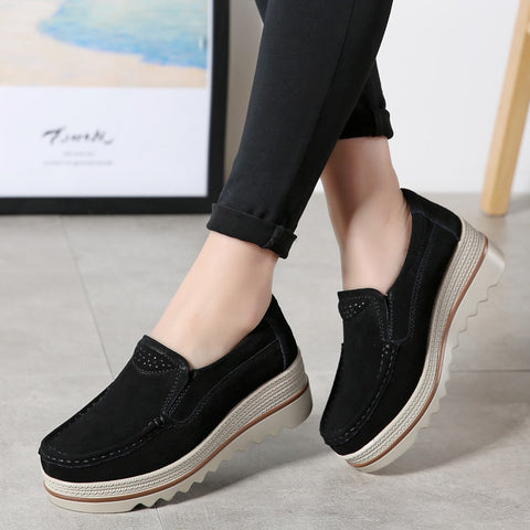 Women Flats Shoes Platform Slip On Flats Sneakers Suede Loafers Shoes