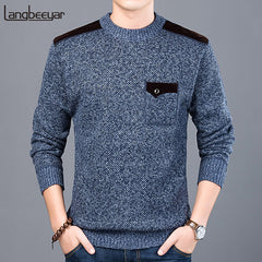 Sweater Mens Pullovers Slim Fit Jumpers Knitwear O-Neck