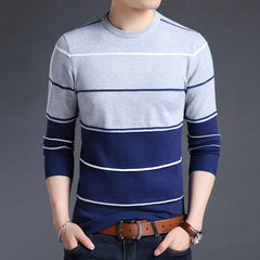 Sweater Mens Pullover Striped Slim Fit Jumpers Knitred Woolen Clothes