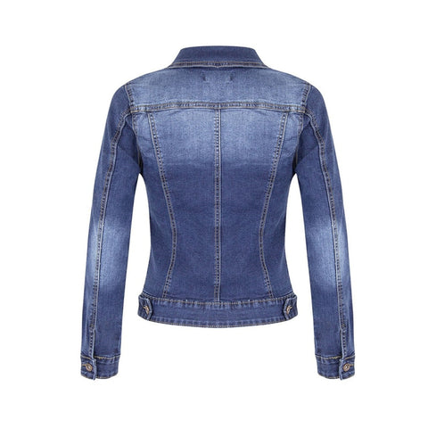 Short Denim Jackets Women Wash Long Sleeve Jean Jacket Bomber Coat