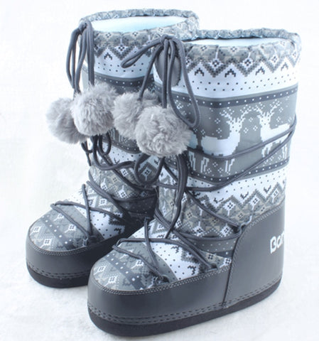 Women Snow Boots Space Deer Waterproof With Fur Work Safety Shoes