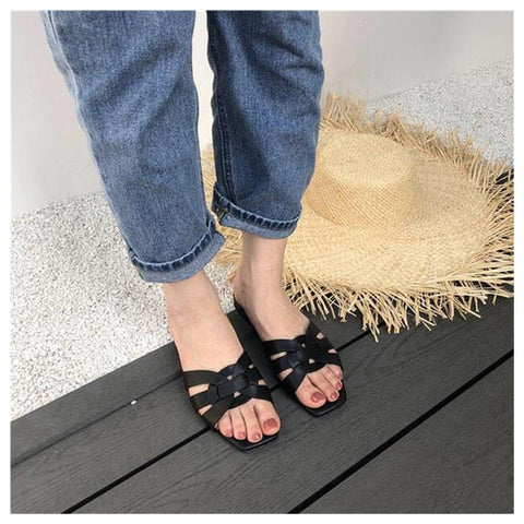 Women Slippers Open Toe Flat Shoes Leisure Beach Flip Flops