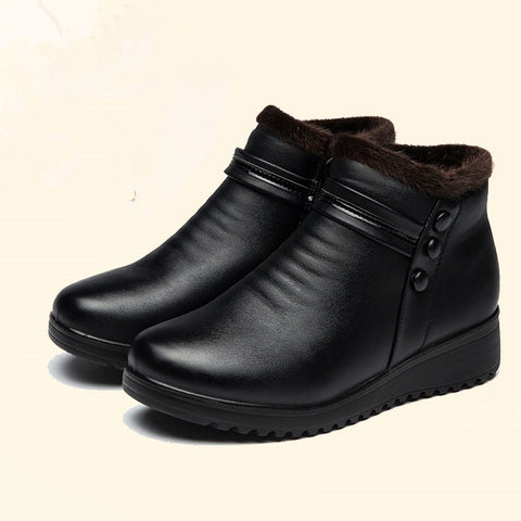 Boots Women Ankle Warm Boots Autumn Plush Wedge Shoes