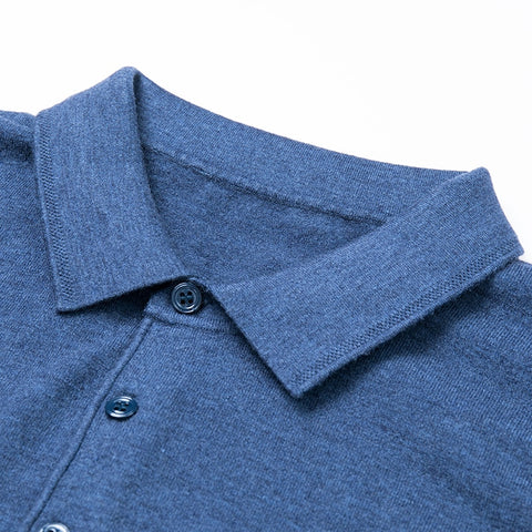 Men Lapel Wool Sweater Classic Style Business Long Sleeve Thin Knit Sweater
