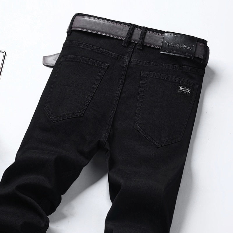 Men Jeans Business Stretch Slim Jeans Classic Trousers Denim Pants