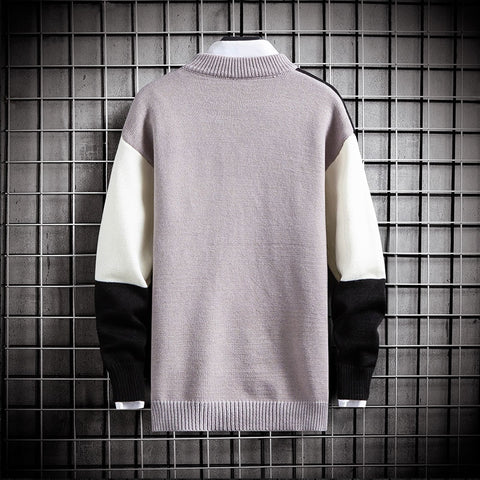 Autumn Patchwork Jumper Mens Sweater Winter Sweaters Pullover Jumpers
