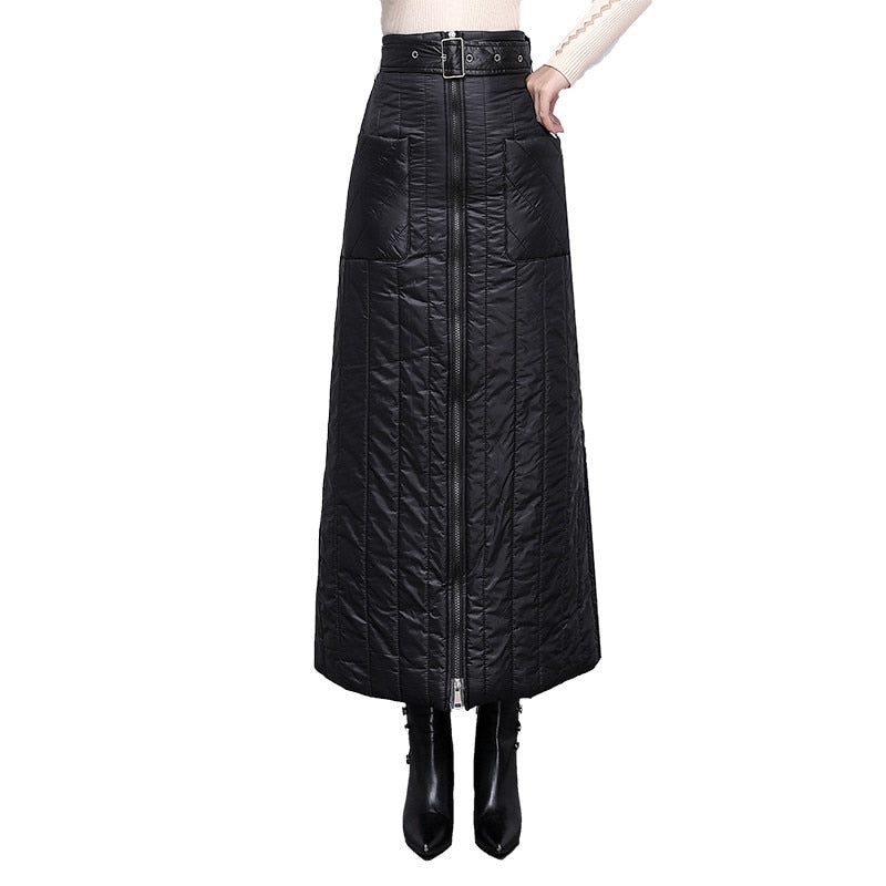 vintage high waist autumn winter casual loose long womens skirt