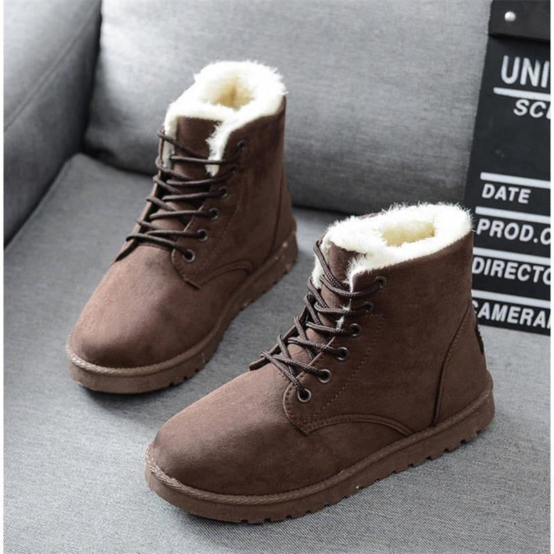 Women boots winter snow boots warm lace flat with tide shoes