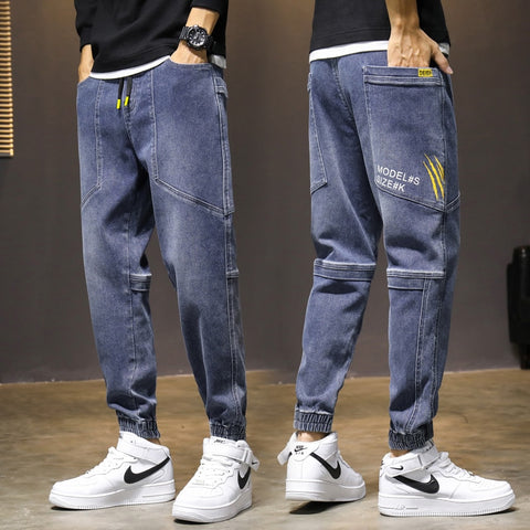 Baggy Men Jeans Cotton Pants Joggers Waist Trousers