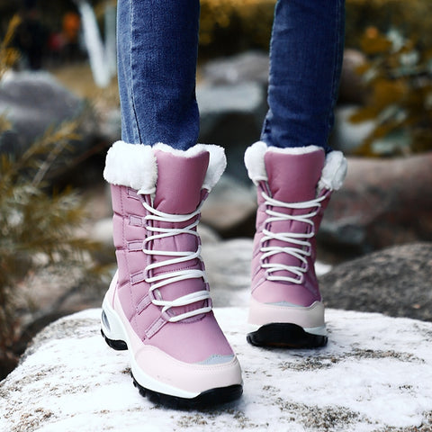 Women Snow Boots Lace-up Comfortable Ankle Boots Waterproof Hiking Boots