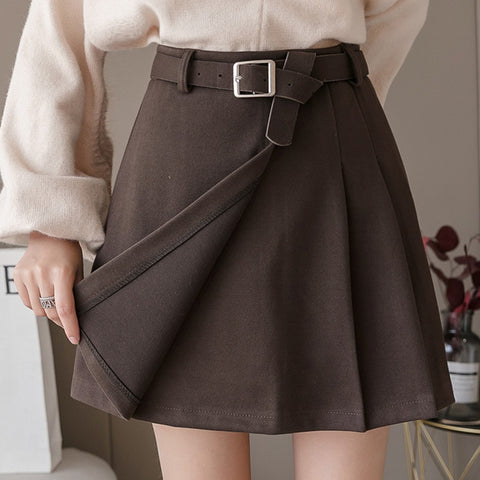 Women Empire Skirt Mini A-line Skirts High Waist Above Knee Skirt