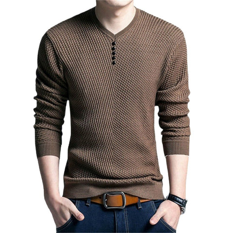 Pullover V Neck Men Sweater Long Sleeve Sweaters Wool Sweaters