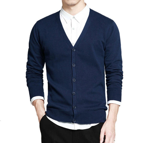 Cardigans Men Sweater Long Sleeve V-Neck Sweaters Loose Button Tops Fit Knitting
