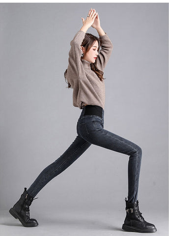 Waist Skinny Jeans Women Slim Stretch Pants Pencil