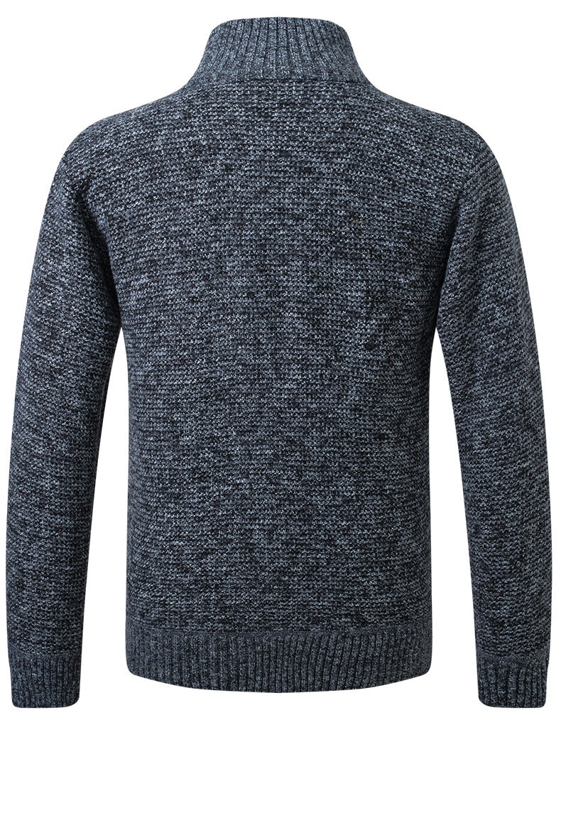 Winter Men Fleece Tide Sweater Coat High Collar Thick Cardigan Knitted