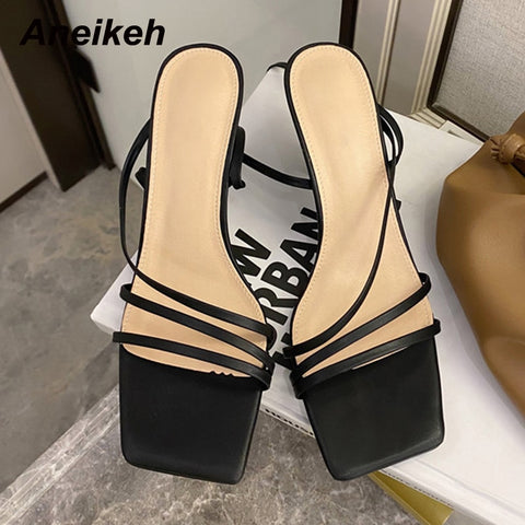 Shoes Sandals Women Peep Toe Open Cross-Tied Gladiator Lace-Up Back Strap