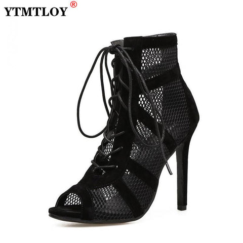 Fabric Cross strap high heel Sandals Woman shoes Pumps Lace-up Peep Toe