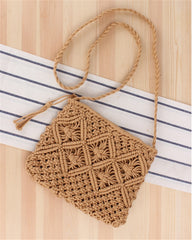 Women Purse Crossbody Bag Woven Tassel Bag Crochet Simple Shoulder Bags