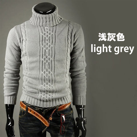 Men Warm Sweater Long Sleeve Turtleneck Knitted Pullover Sweater