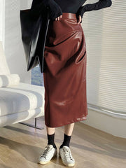 Women Long Skirts Midi Skirts Elegant High-Waisted Skirt Bottoms