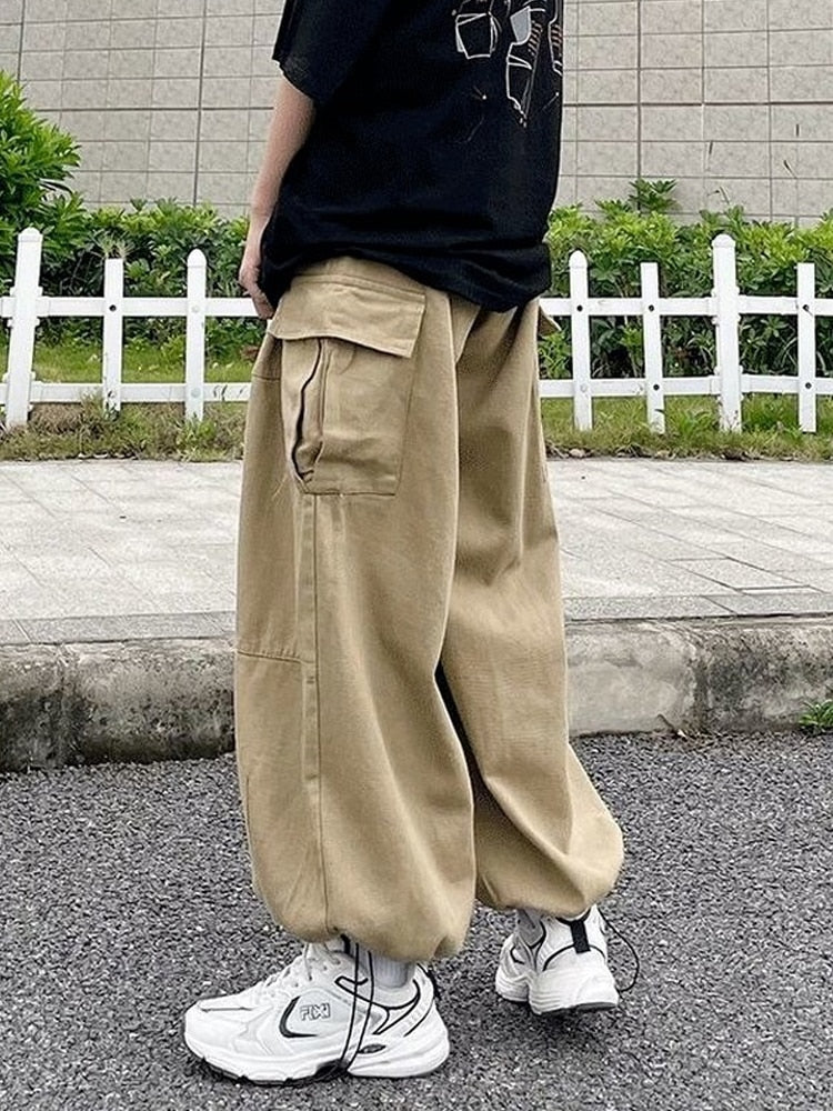 Pants Women Pockets Hip Hop Wide Leg Trousers