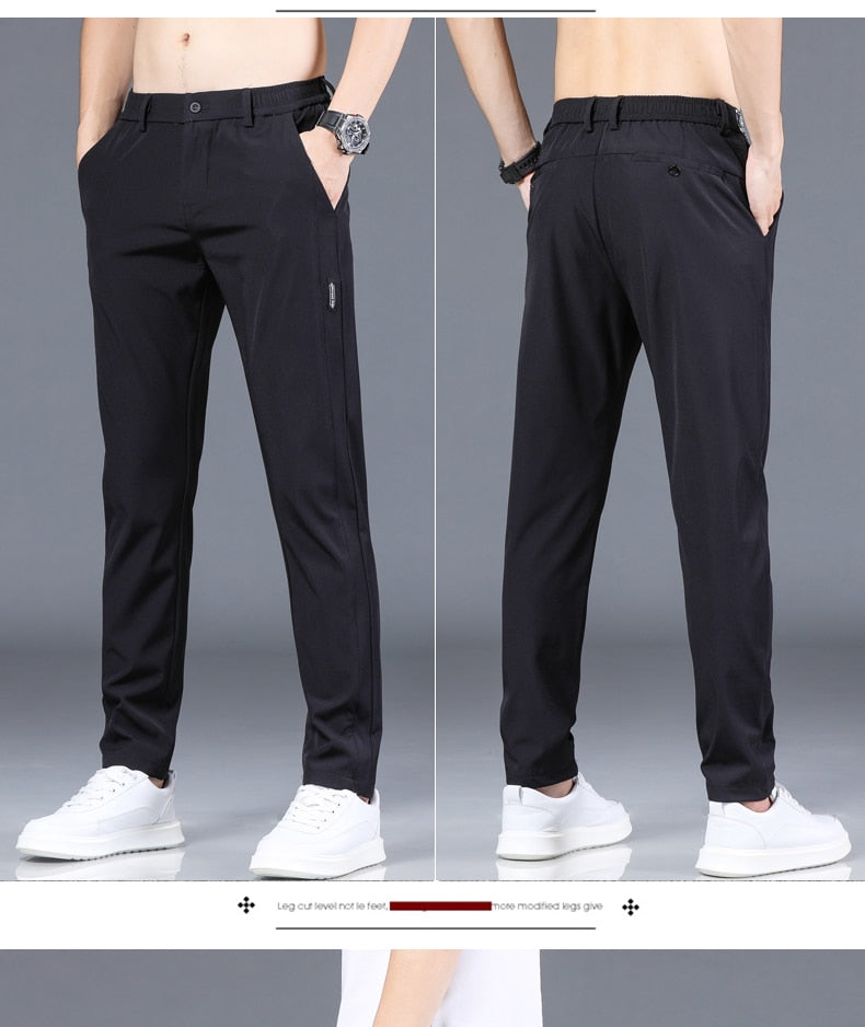 Men Pants Slim Fit Work Elastic Waist Jogger Pant Outdoor Long Trousers